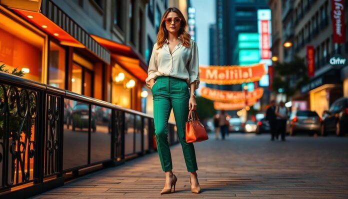 green pants outfit