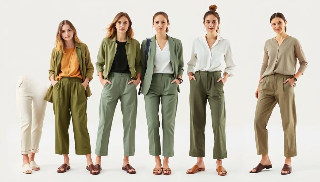 sustainable fashion choices for green pants outfits